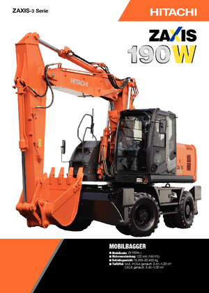 Excavatrice sur pneus Hitachi ZX 190 W 3