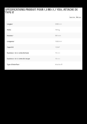 Godet pour chargeuses sur pneus Caterpillar 1,3 m3