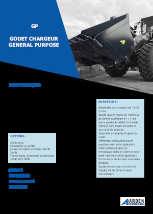 Godet pour chargeuses sur pneus Arden L40GP
