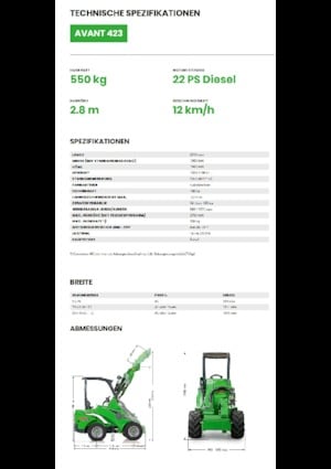 Chargeuses sur pneus Avant Tecno Avant 423