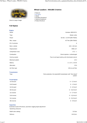 Chargeuses sur pneus Komatsu WA180 active