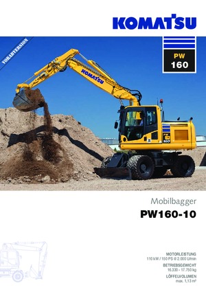 Excavatrice sur pneus Komatsu PW160-10
