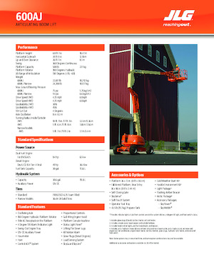 Nacelles à bras articulés sur roues JLG 600AJ