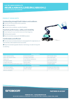 Nacelles à bras articulés sur roues Sinoboom AB18HJ 