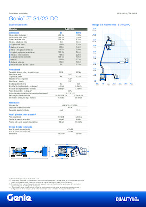 Nacelles à bras articulés sur roues Genie Z-34/22 DC