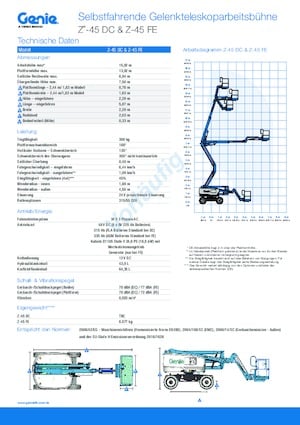 Nacelles à bras articulés sur roues Genie Z-45 DC