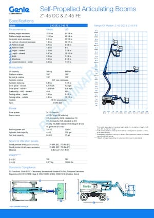 Nacelles à bras articulés sur roues Genie Z-45 DC
