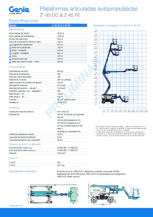 Nacelles à bras articulés sur roues Genie Z-45 DC