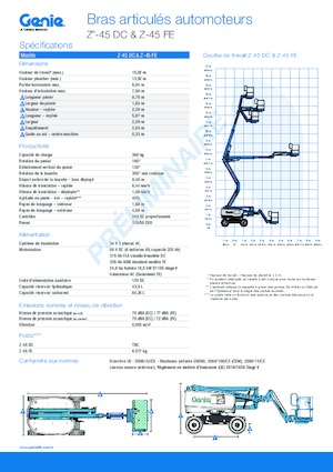 Nacelles à bras articulés sur roues Genie Z-45 DC