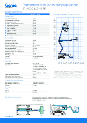 Nacelles à bras articulés sur roues Genie Z-45 FE