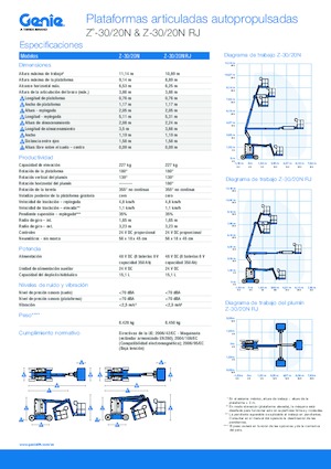 Nacelles à bras articulés sur roues Genie Z-30/20N RJ