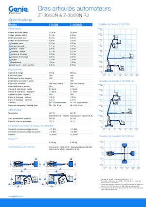 Nacelles à bras articulés sur roues Genie Z-30/20N RJ