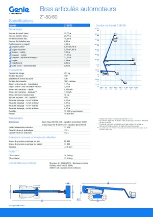 Nacelles à bras articulés sur roues Genie Z-80/60