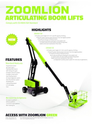 Nacelles à bras articulés sur roues Zoomlion ZA20JE GB