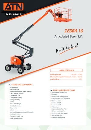 Nacelles à bras articulés sur roues ATN ZEBRA 16