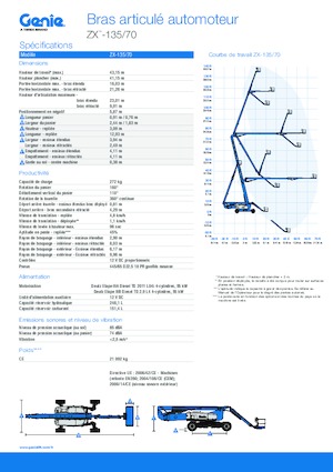 Nacelles à bras articulés sur roues Genie ZX-135/70