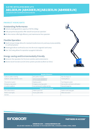 Nacelles à bras articulés sur roues Sinoboom AB15ERJN