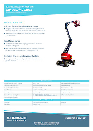 Nacelles à bras articulés sur roues Sinoboom AB460EJ
