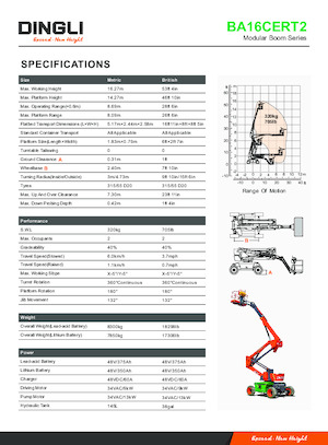 Nacelles à bras articulés sur roues Dingli BA16CERT2