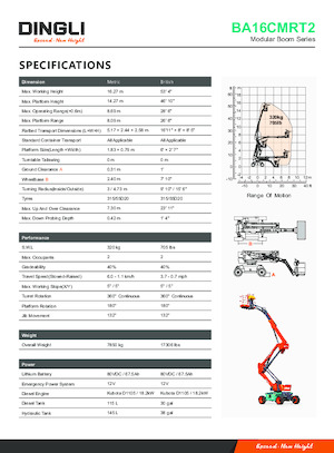 Nacelles à bras articulés sur roues Dingli BA16CMRT2