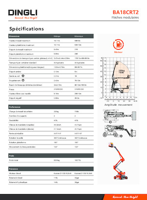 Nacelles à bras articulés sur roues Dingli BA18CRT2
