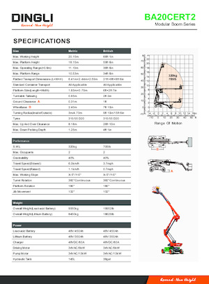 Nacelles à bras articulés sur roues Dingli BA20CERT2