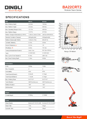 Nacelles à bras articulés sur roues Dingli BA22CRT2