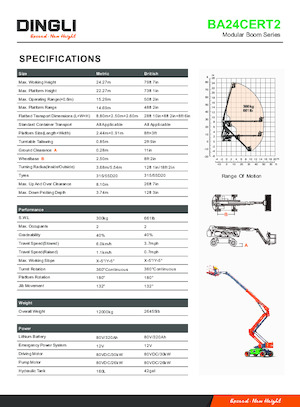 Nacelles à bras articulés sur roues Dingli BA24CERT2