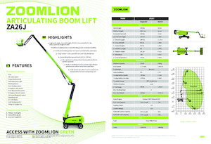Nacelles à bras articulés sur roues Zoomlion ZA26J