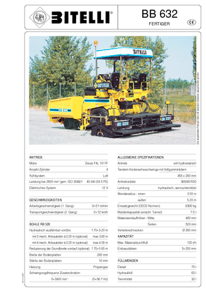 Finisseur d'asphalte sur roues Bitelli BB 632 RB 320