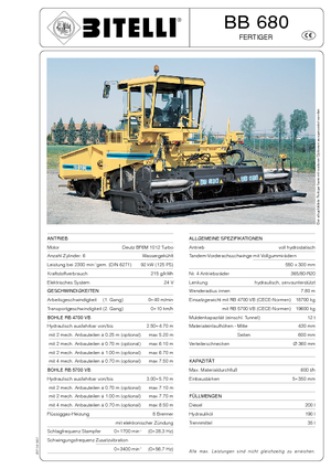 Finisseur d'asphalte sur roues Bitelli BB 680 RB 5700 VB