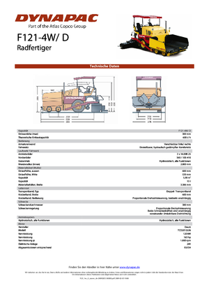 Finisseur d'asphalte sur roues Dynapac F 121-4 W/D