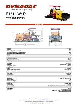 Finisseur d'asphalte sur roues Dynapac F 121-4 W/D