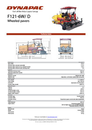 Finisseur d'asphalte sur roues Dynapac F 121-6 W/D