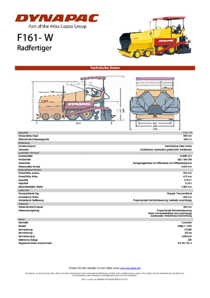 Finisseur d'asphalte sur roues Dynapac F 161 W