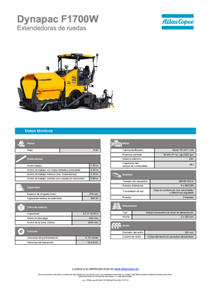Finisseur d'asphalte sur roues Dynapac F 1700 W