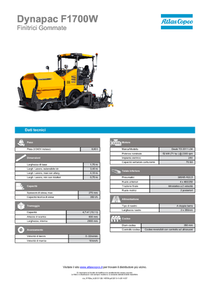 Finisseur d'asphalte sur roues Dynapac F 1700 W