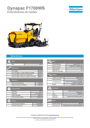 Finisseur d'asphalte sur roues Dynapac F 1700 WS