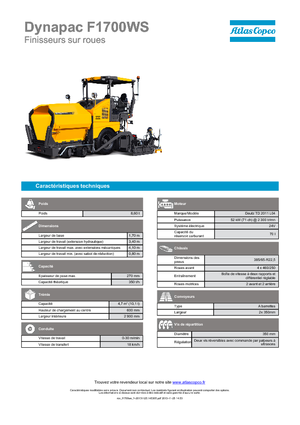 Finisseur d'asphalte sur roues Dynapac F 1700 WS