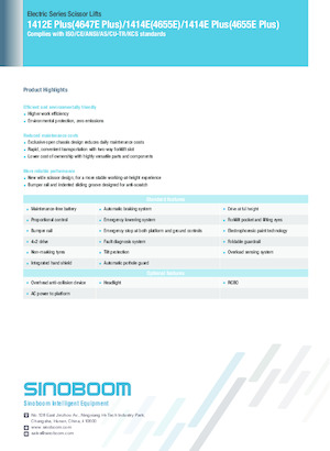 Nacelles ciseaux X su roues Sinoboom 1412E Plus 