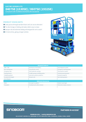 Nacelles ciseaux X su roues Sinoboom 1530SE