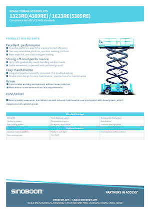 Nacelles ciseaux X su roues Sinoboom 1623RE 