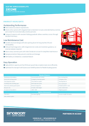 Nacelles ciseaux X su roues Sinoboom 1932ME