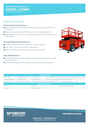 Nacelles ciseaux X su roues Sinoboom 5389RD