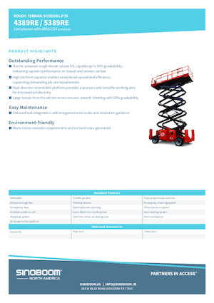Nacelles ciseaux X su roues Sinoboom 5389RE