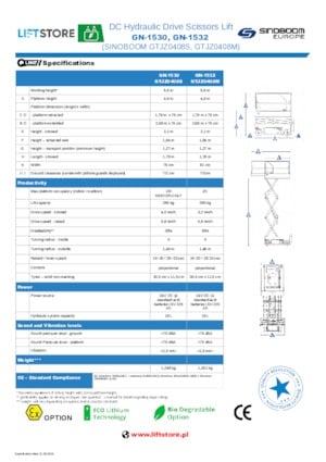 Nacelles ciseaux X su roues Sinoboom GN 1532