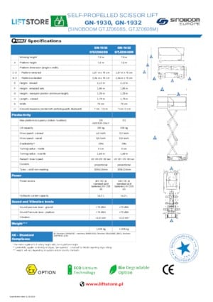 Nacelles ciseaux X su roues Sinoboom GN 1932