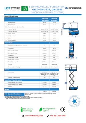 Nacelles ciseaux X su roues Sinoboom GN 2646