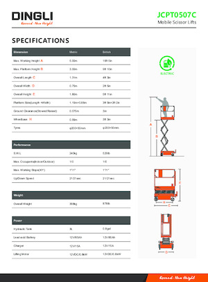 Nacelles ciseaux X su roues Dingli JCPT0507C