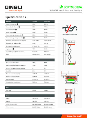 Nacelles ciseaux X su roues Dingli JCPT0808PA